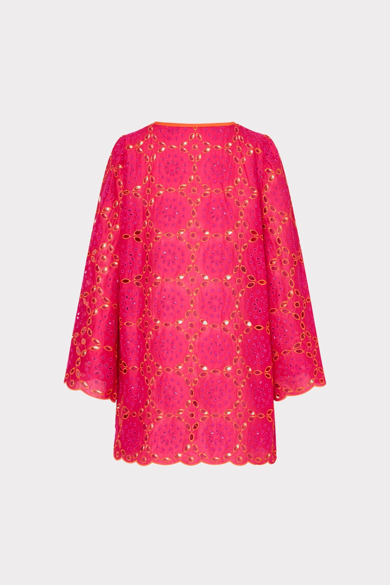 Viara Two Tone Geo Eyelet Cover-Up Dress - Pink/Coral