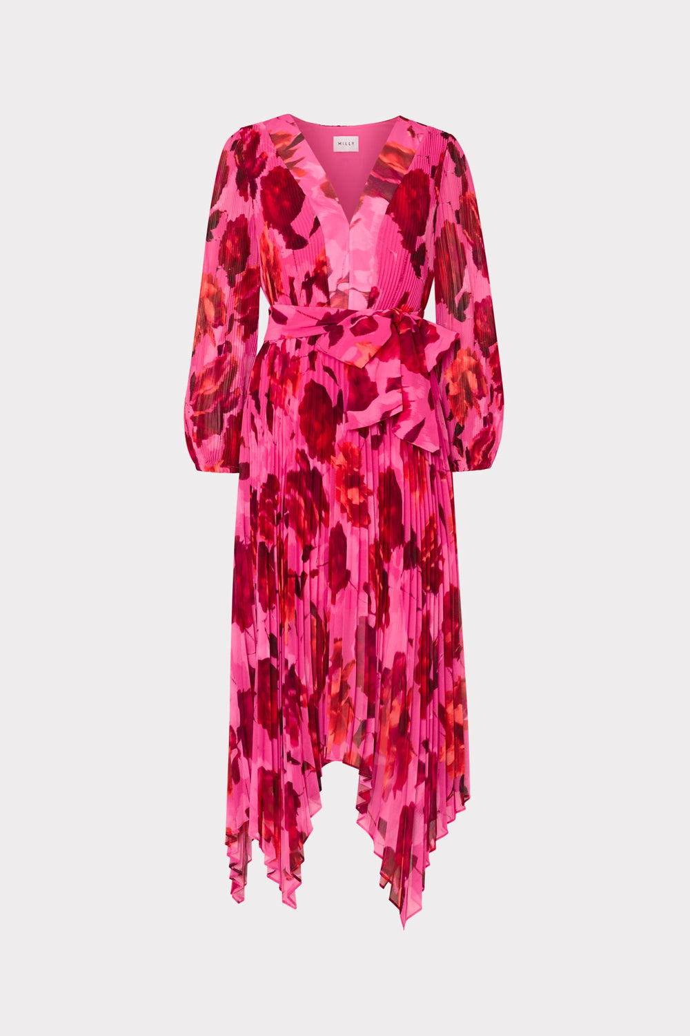 Liora Blurred Blossom Pleated Dress - Pink Multi