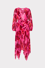 Liora Blurred Blossom Pleated Dress - Pink Multi