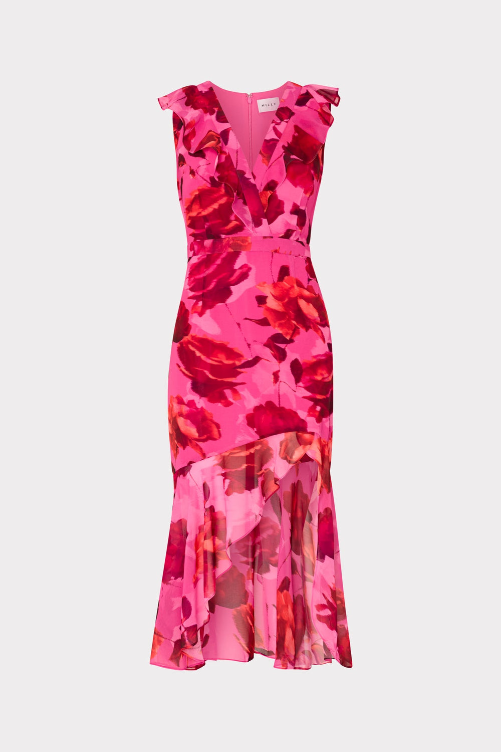 Nanci Blurred Blossom Ruffle Dress - Pink Multi
