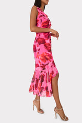 Nanci Blurred Blossom Ruffle Dress - Pink Multi