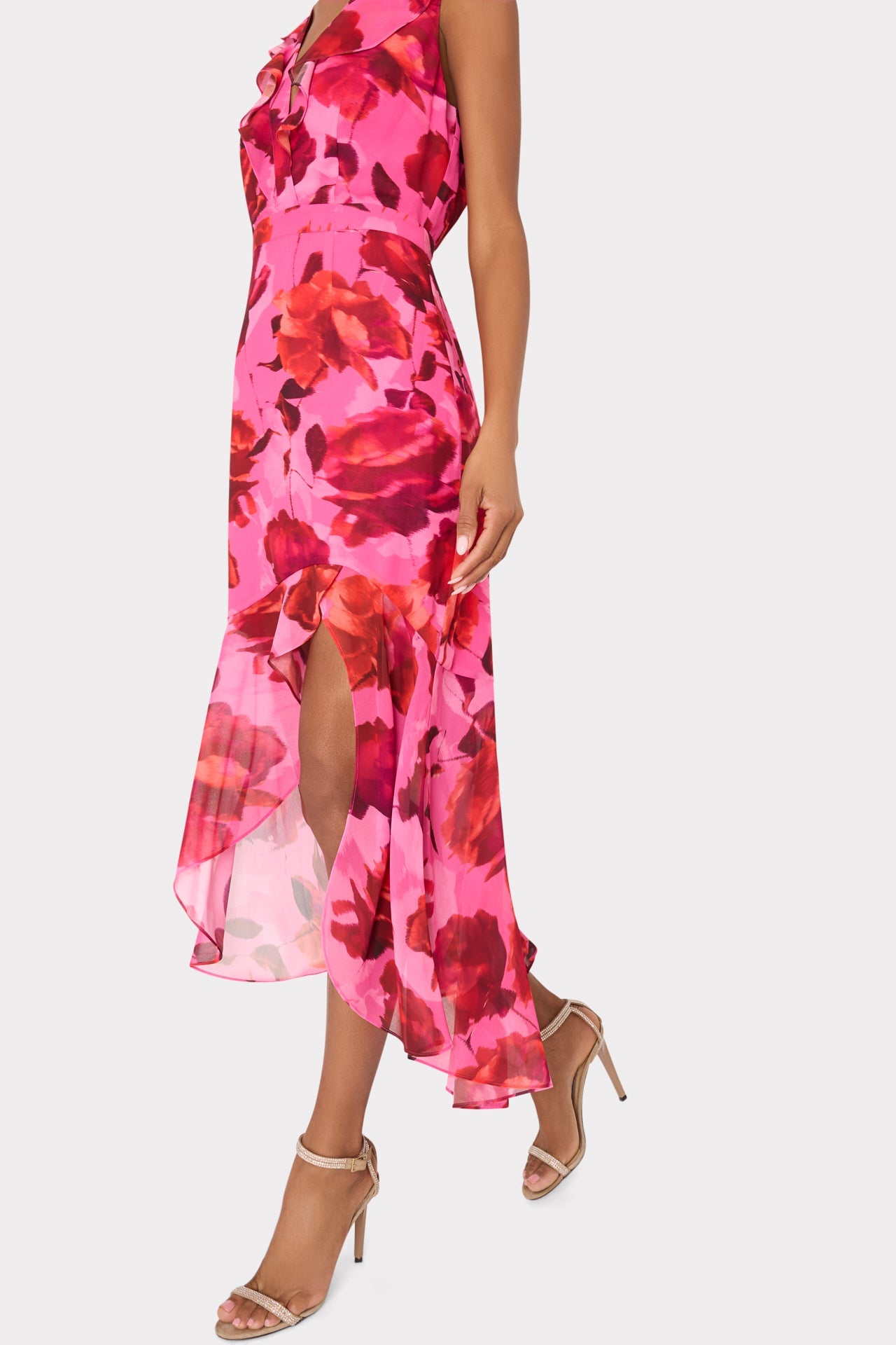 Nanci Blurred Blossom Ruffle Dress - Pink Multi
