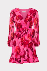 Liv Blurred Blossom Pleated Dress - Pink Multi