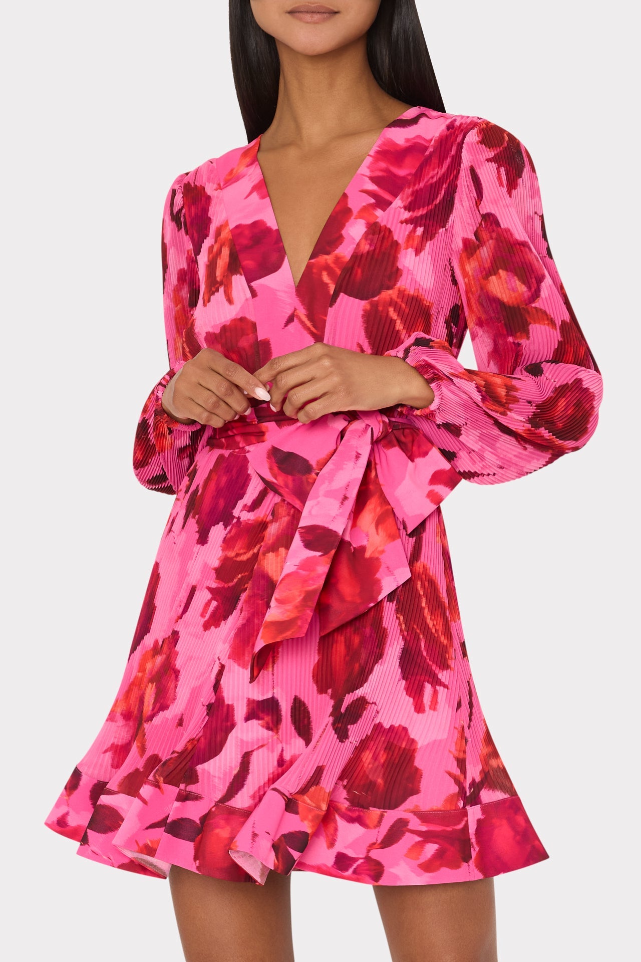 Liv Blurred Blossom Pleated Dress - Pink Multi