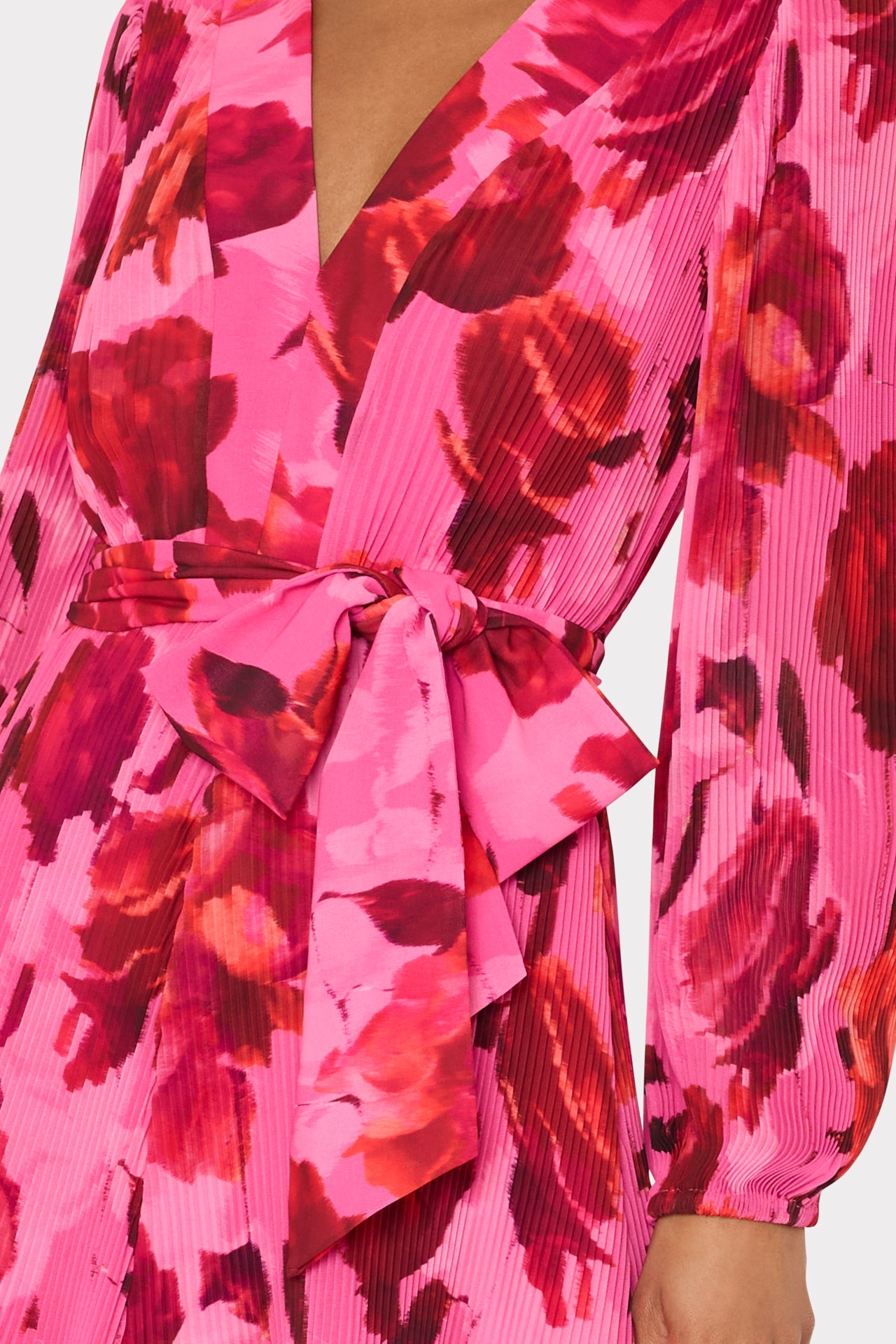 Liv Blurred Blossom Pleated Dress - Pink Multi
