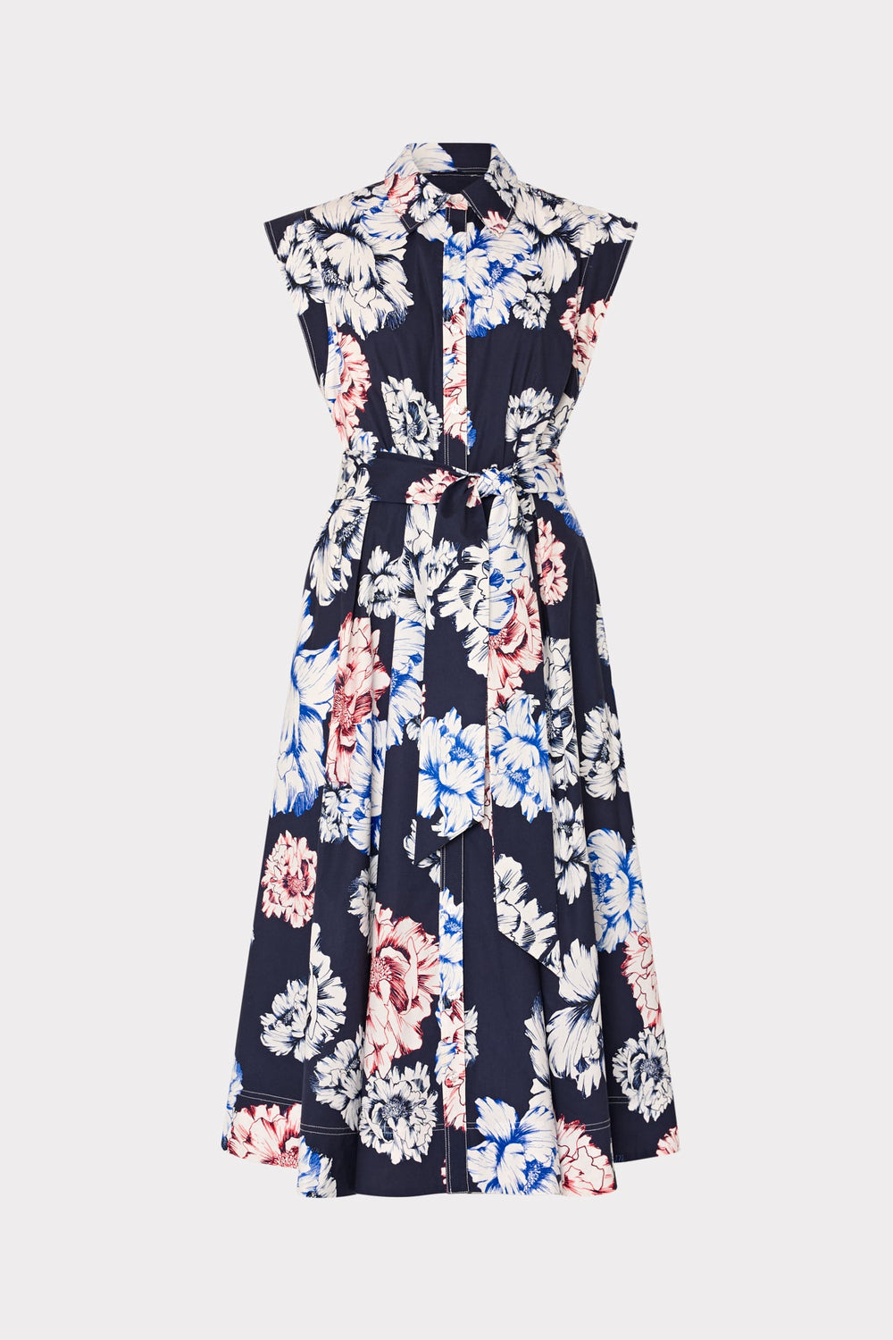 Jules Printed Poplin Midi Dress - Navy Multi