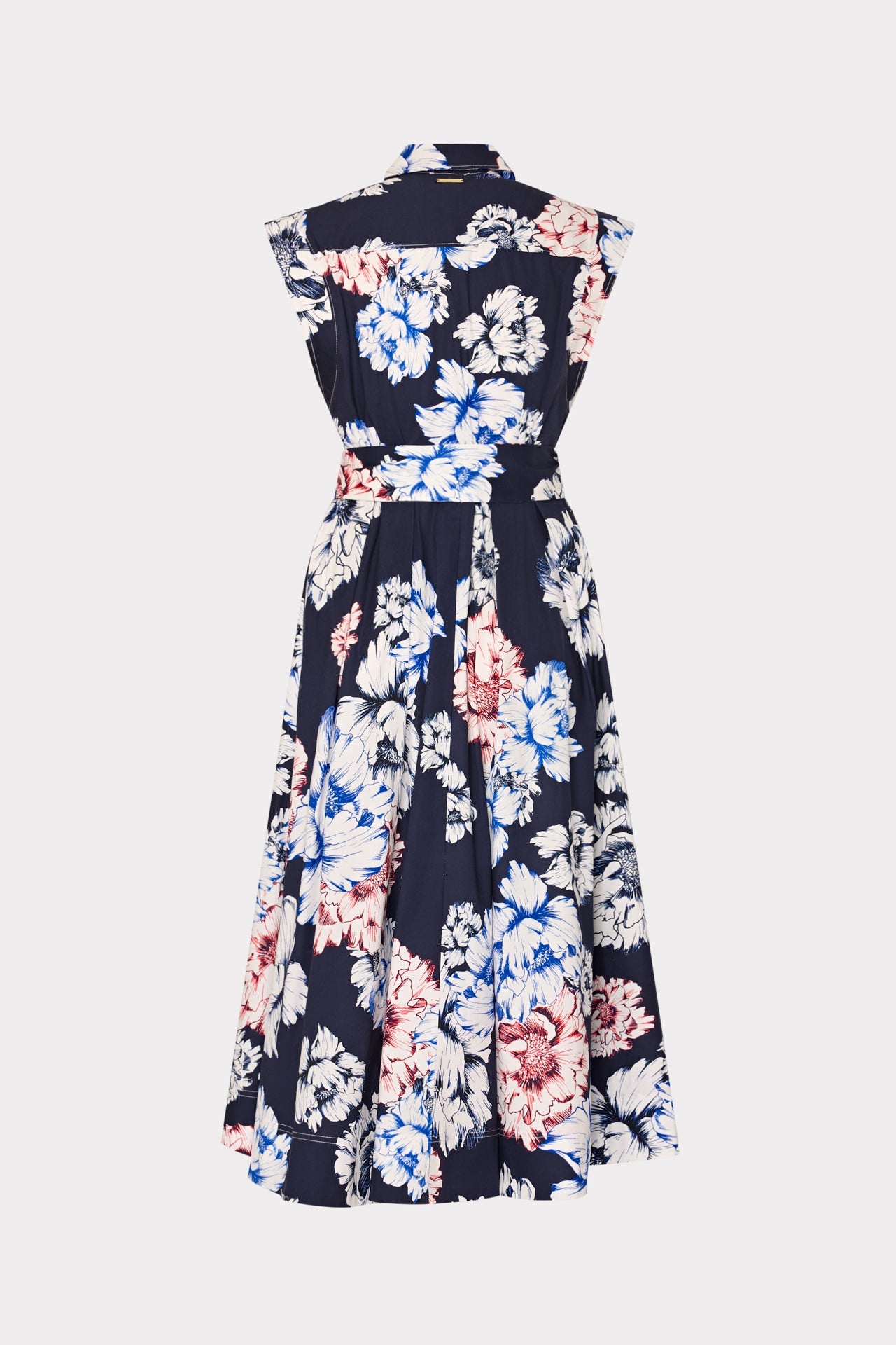 Jules Printed Poplin Midi Dress - Navy Multi