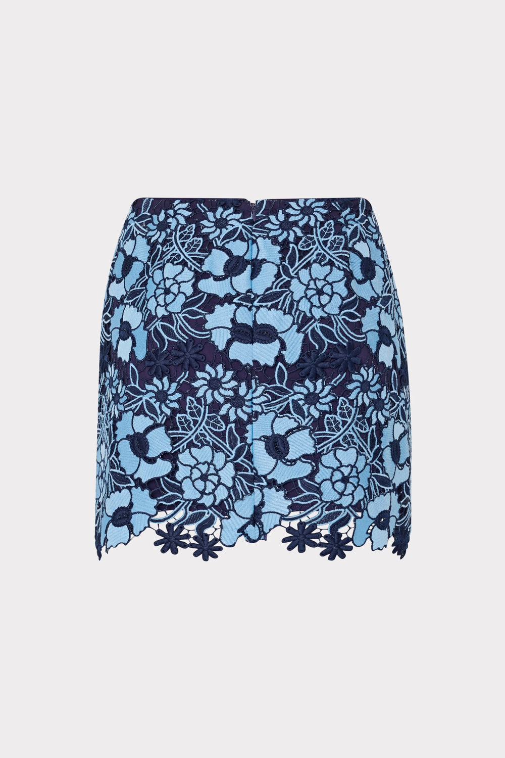 Two Tone Floral Lace Mini Skirt - Blue/Navy