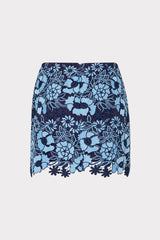 Two Tone Floral Lace Mini Skirt - Blue/Navy
