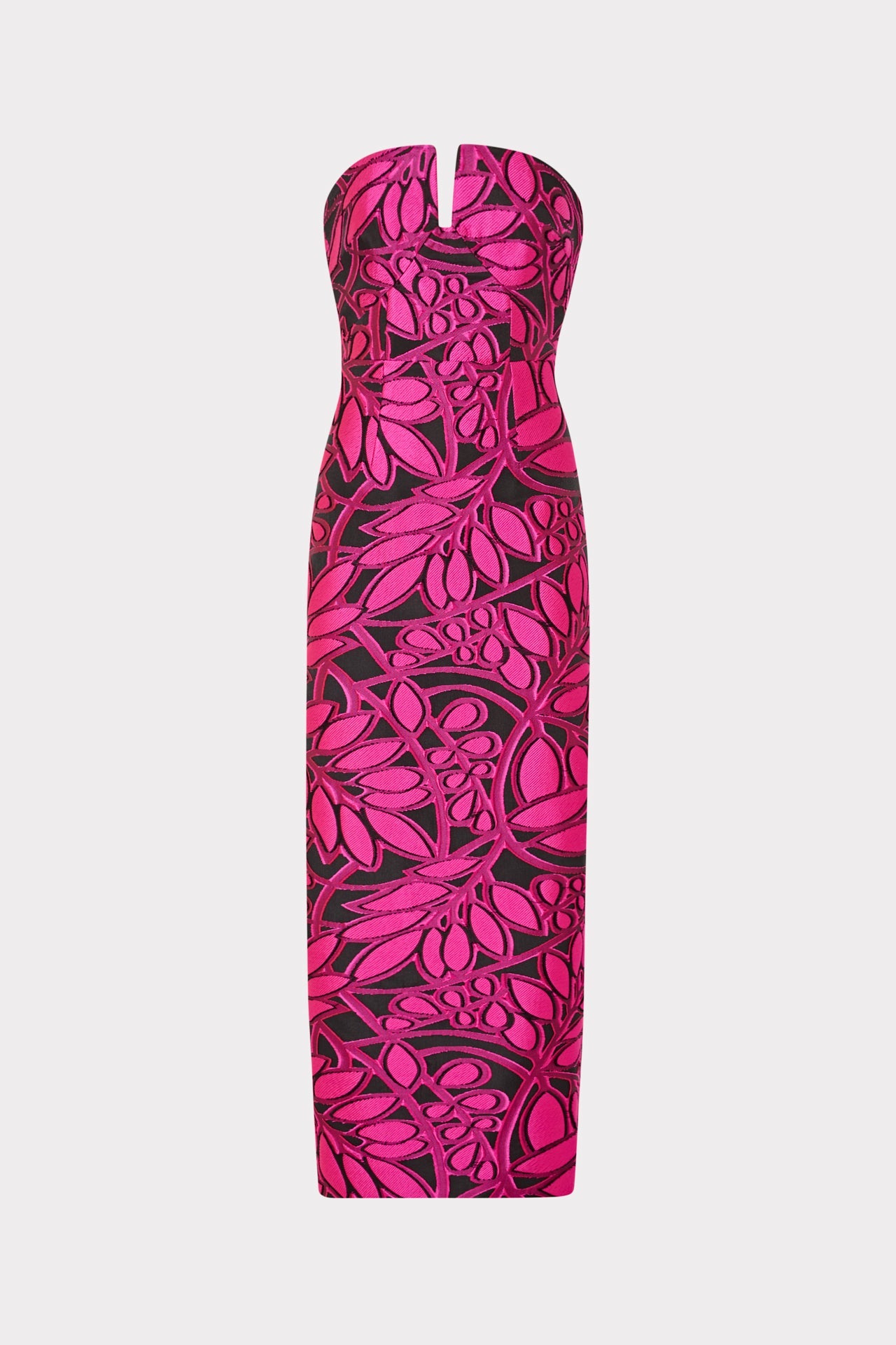 Judith Pink Palm Jacquard Dress - Pink/Black
