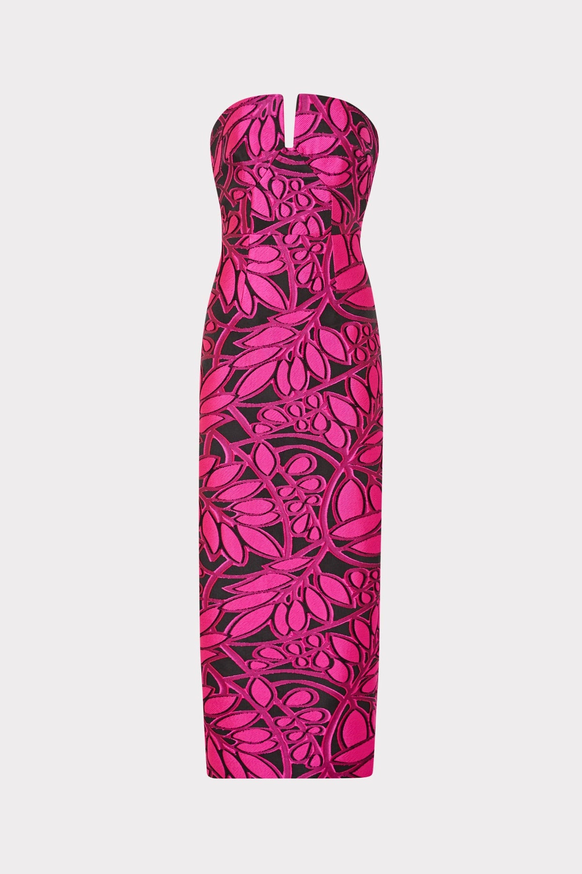 Judith Pink Palm Jacquard Dress - Pink/Black
