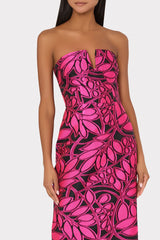 Judith Pink Palm Jacquard Dress - Pink/Black