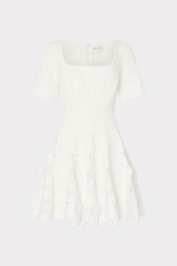 Joy Lace Combo Mini Godet Dress - White