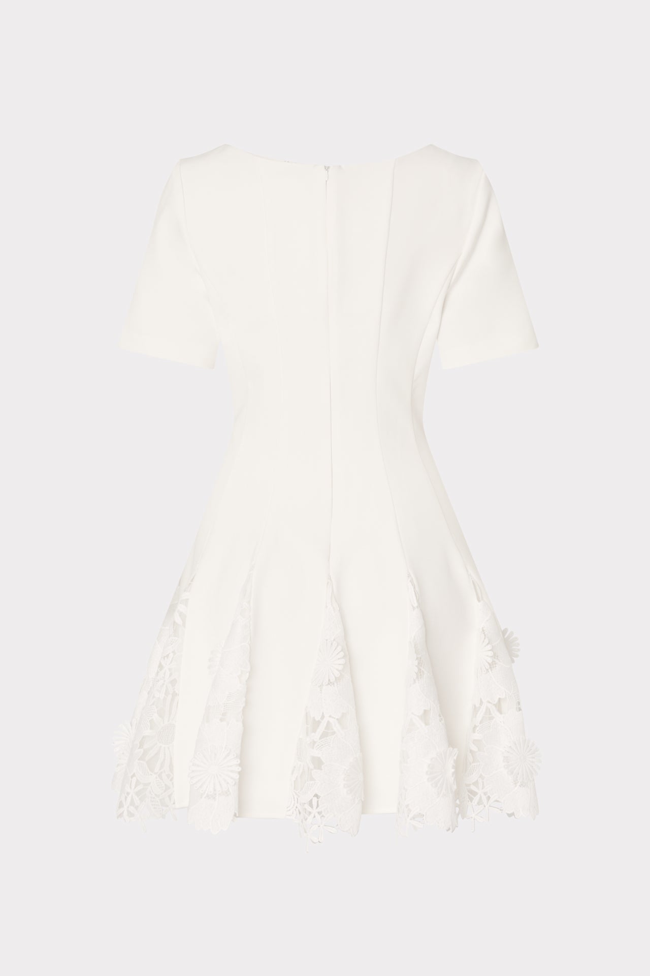 Joy Lace Combo Mini Godet Dress - White