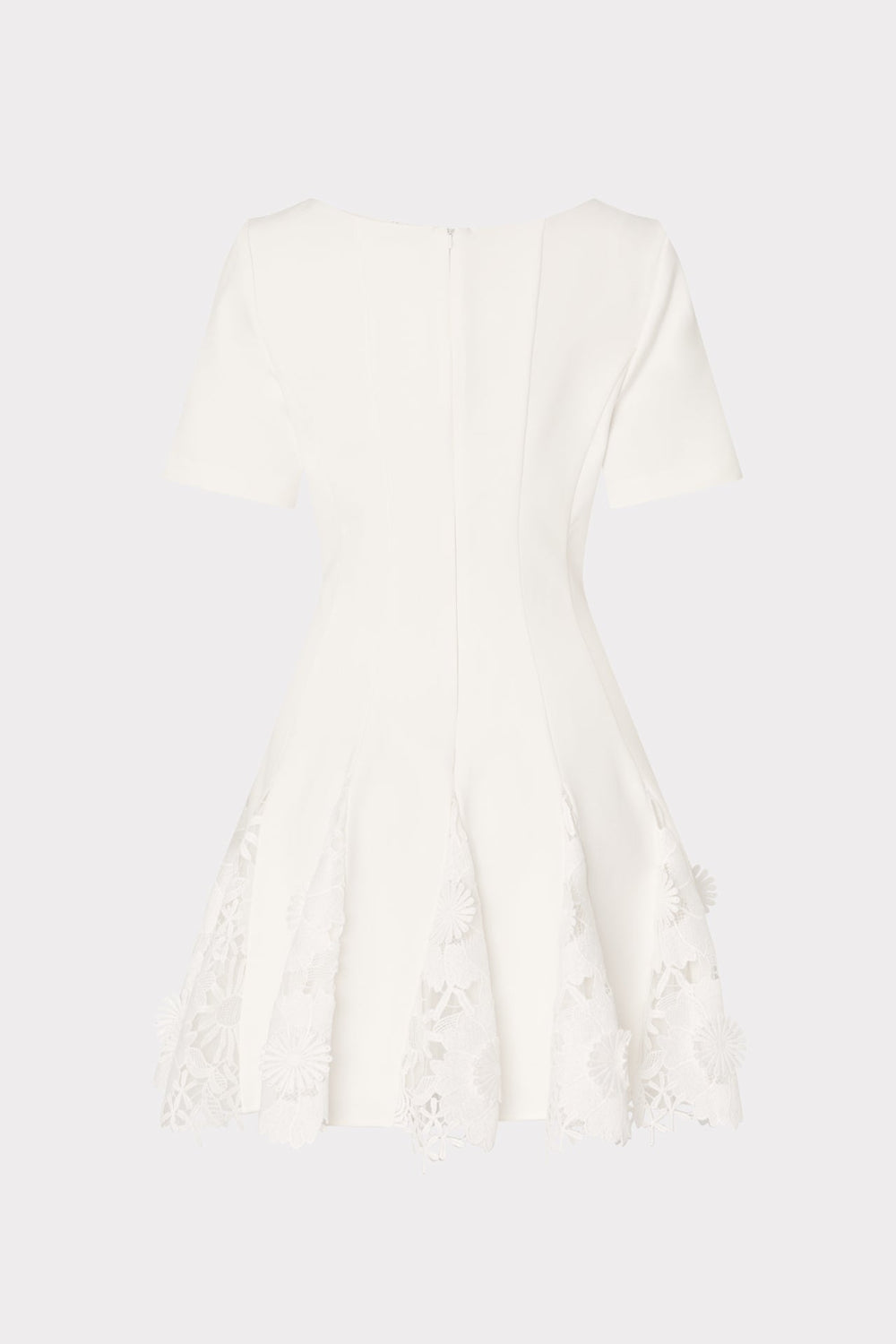 Joy Lace Combo Mini Godet Dress - White