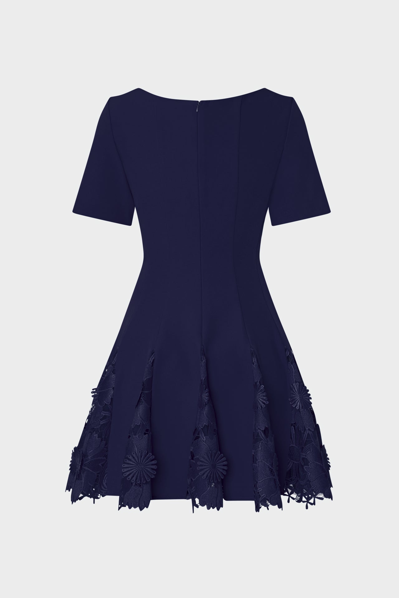 Joy Lace Combo Mini Godet Dress - Navy