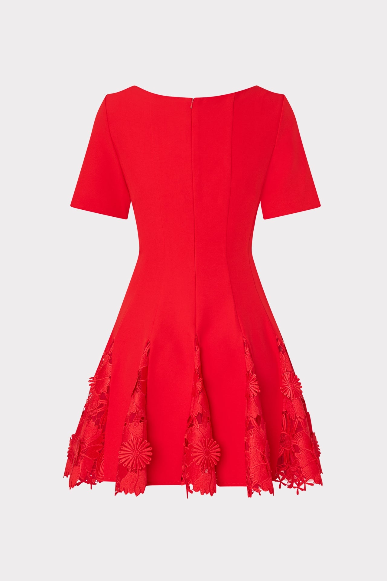 Joy Lace Combo Mini Godet Dress - Red