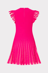 Sheer Flutter Sleeve Knit Mini Dress - Pink