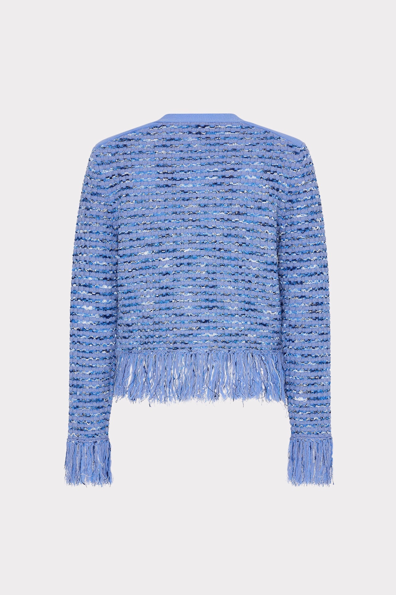 Fringe Trim Cardigan - Blue