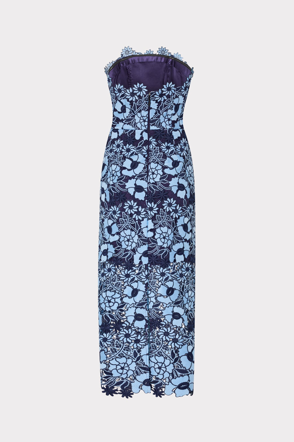 Kait Two Tone Floral Lace Midi Dress - Blue/Navy