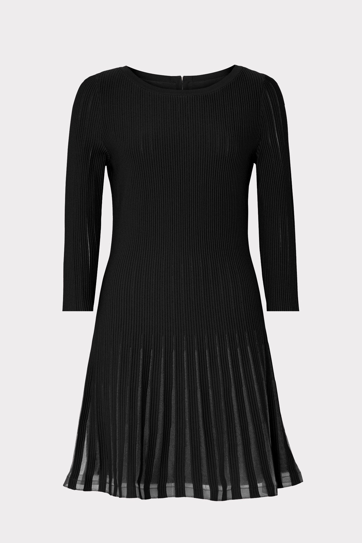 Tabitha Sheer Godet Mini Dress - Black