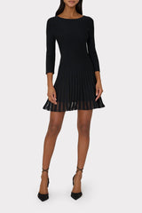 Tabitha Sheer Godet Mini Dress - Black
