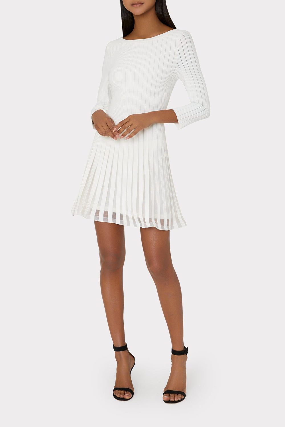Tabitha Sheer Godet Mini Dress - Ecru