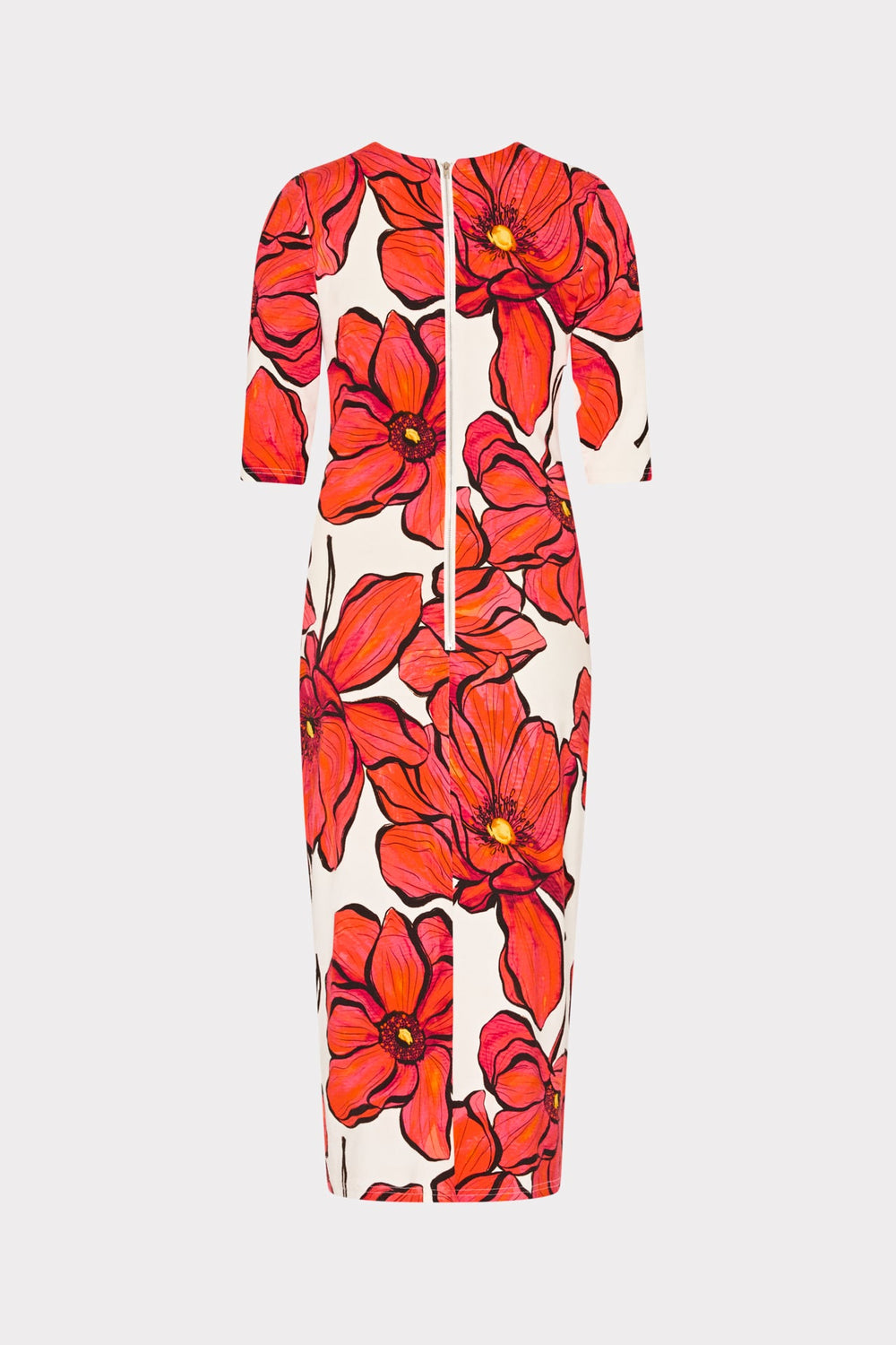 Windflower Jersey Midi Dress - Coral Multi