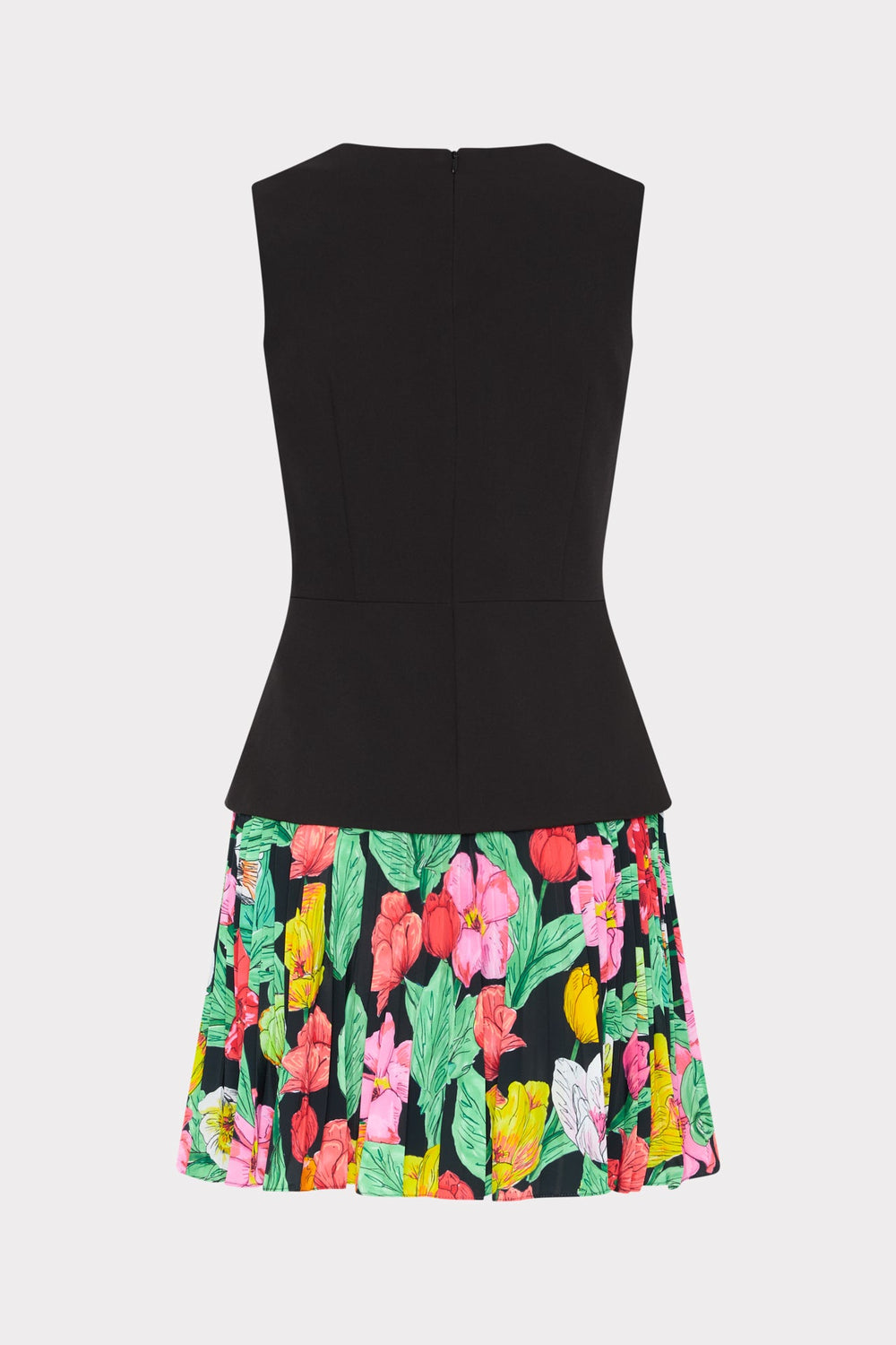 Haddy Tulip Rosette Pleated Mini Dress - Black Multi