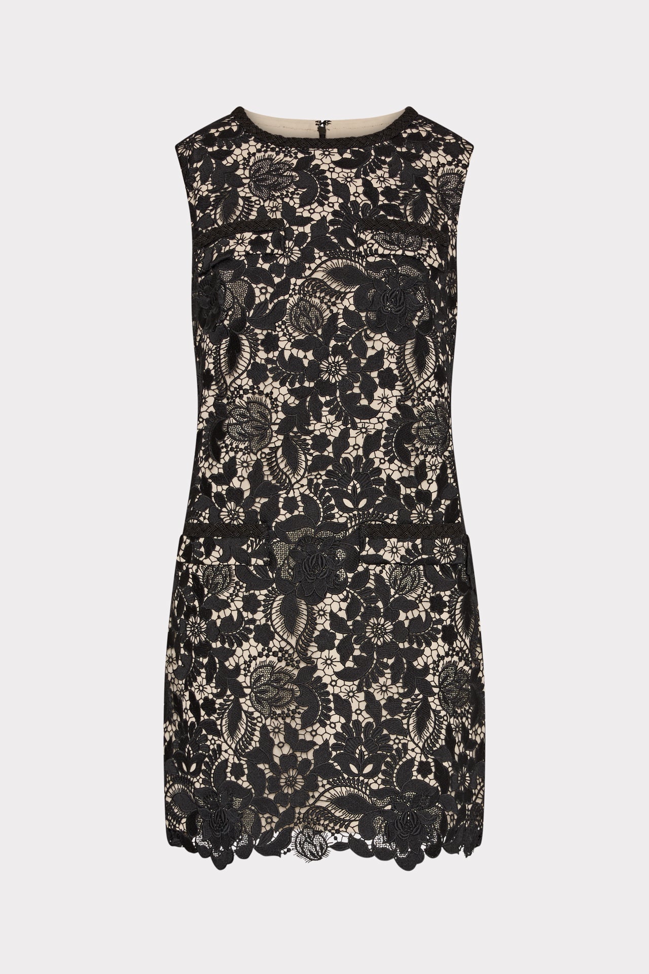 3D Garden Lace Sleeveless Mini Dress - Black