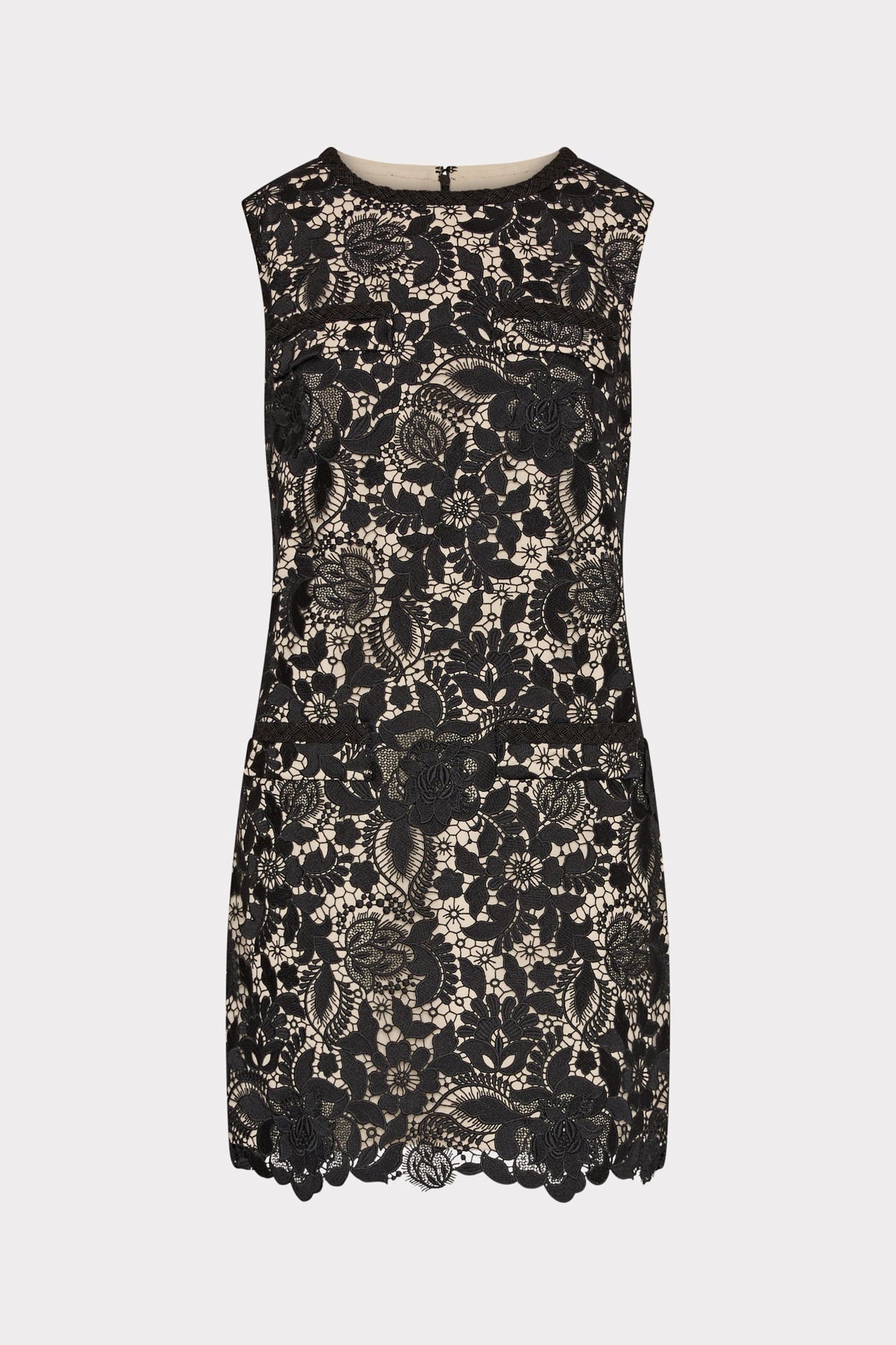 3D Garden Lace Sleeveless Mini Dress - Black