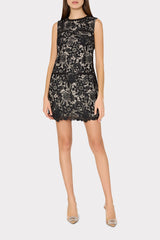 3D Garden Lace Sleeveless Mini Dress - Black