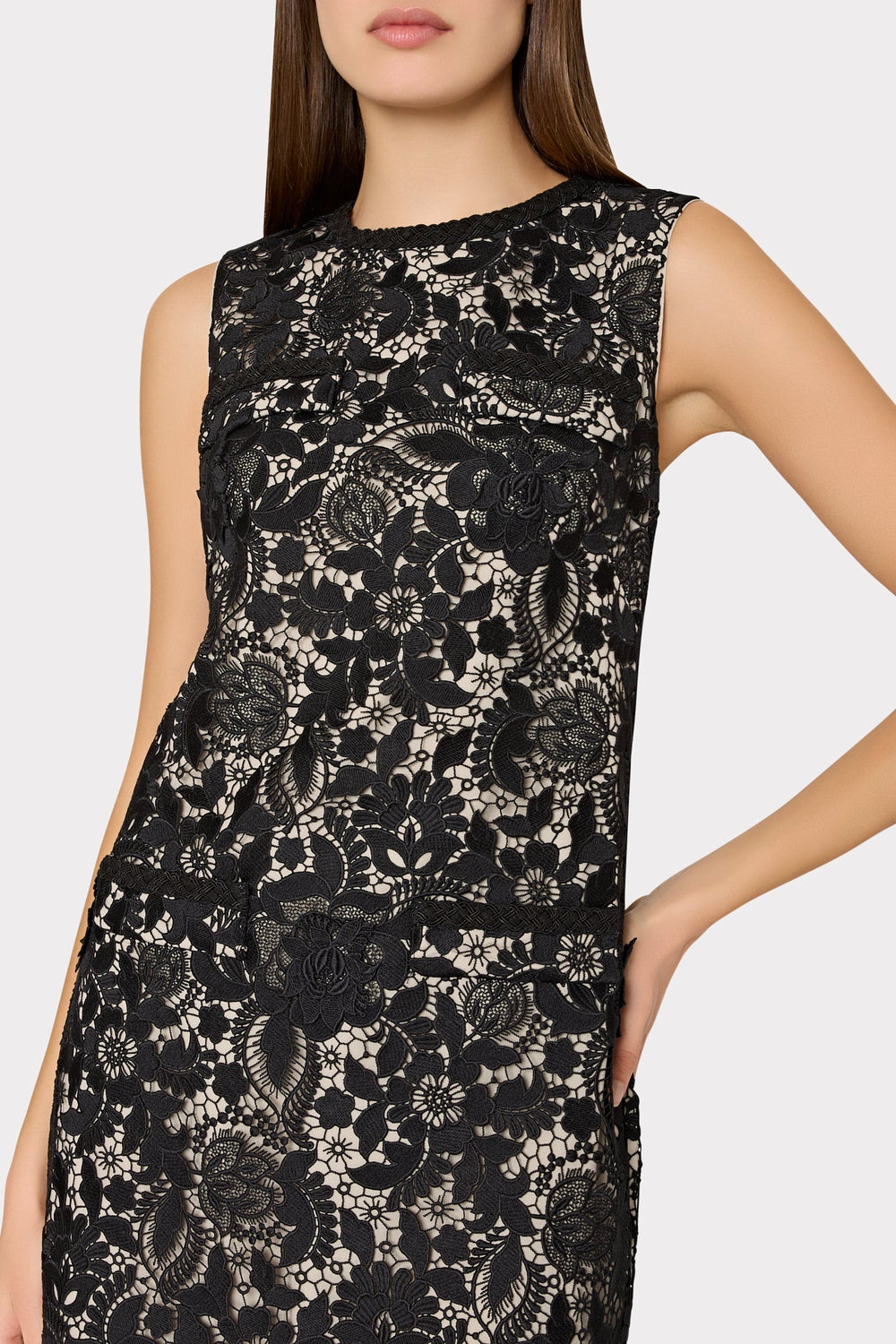 3D Garden Lace Sleeveless Mini Dress - Black