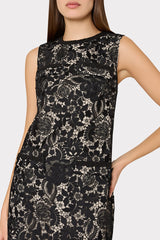 3D Garden Lace Sleeveless Mini Dress - Black