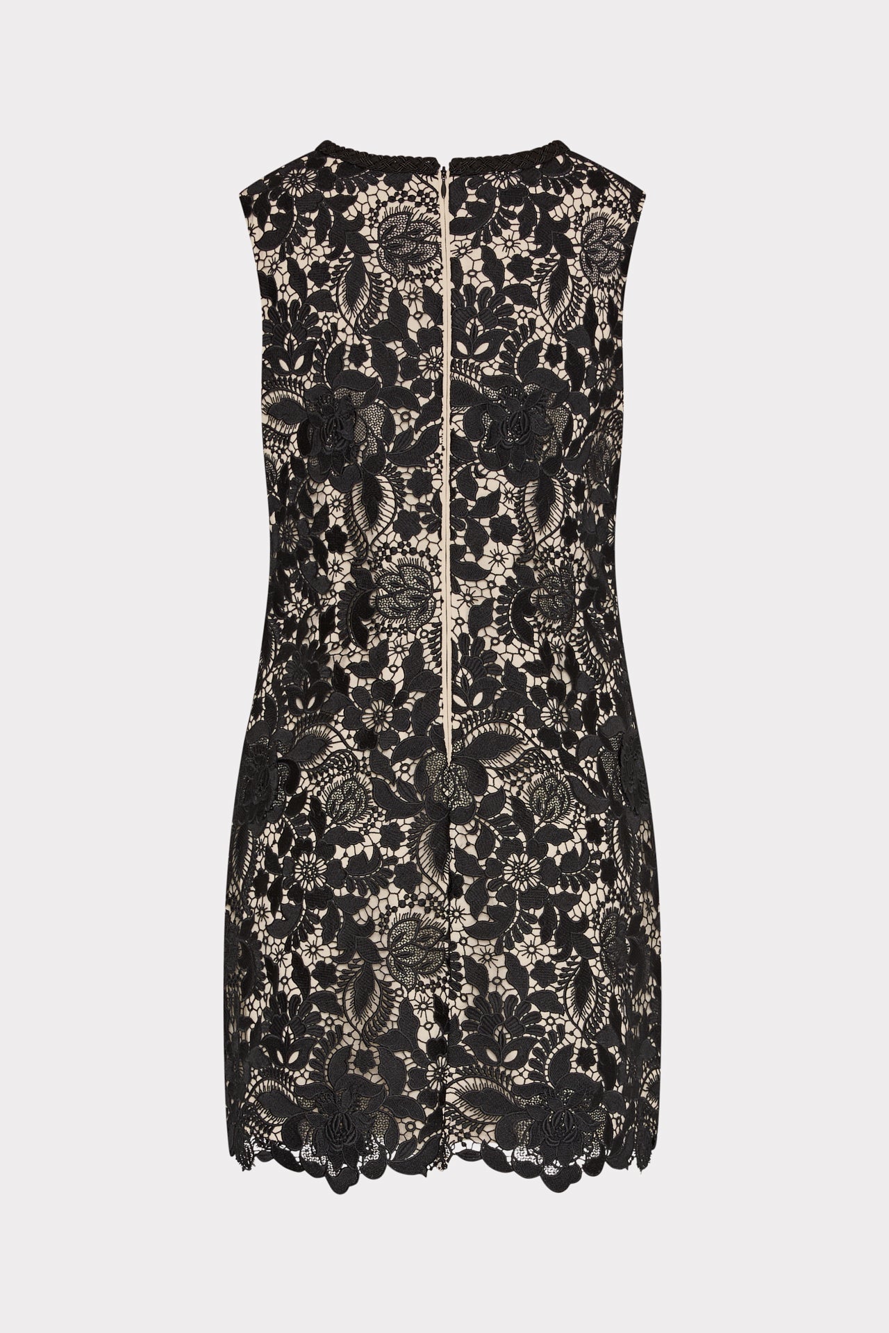 3D Garden Lace Sleeveless Mini Dress - Black