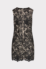 3D Garden Lace Sleeveless Mini Dress - Black