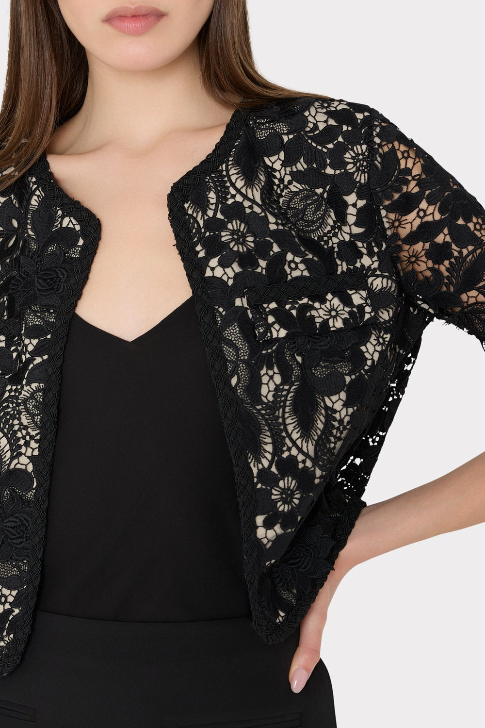 3D Garden Lace Jacket - Black