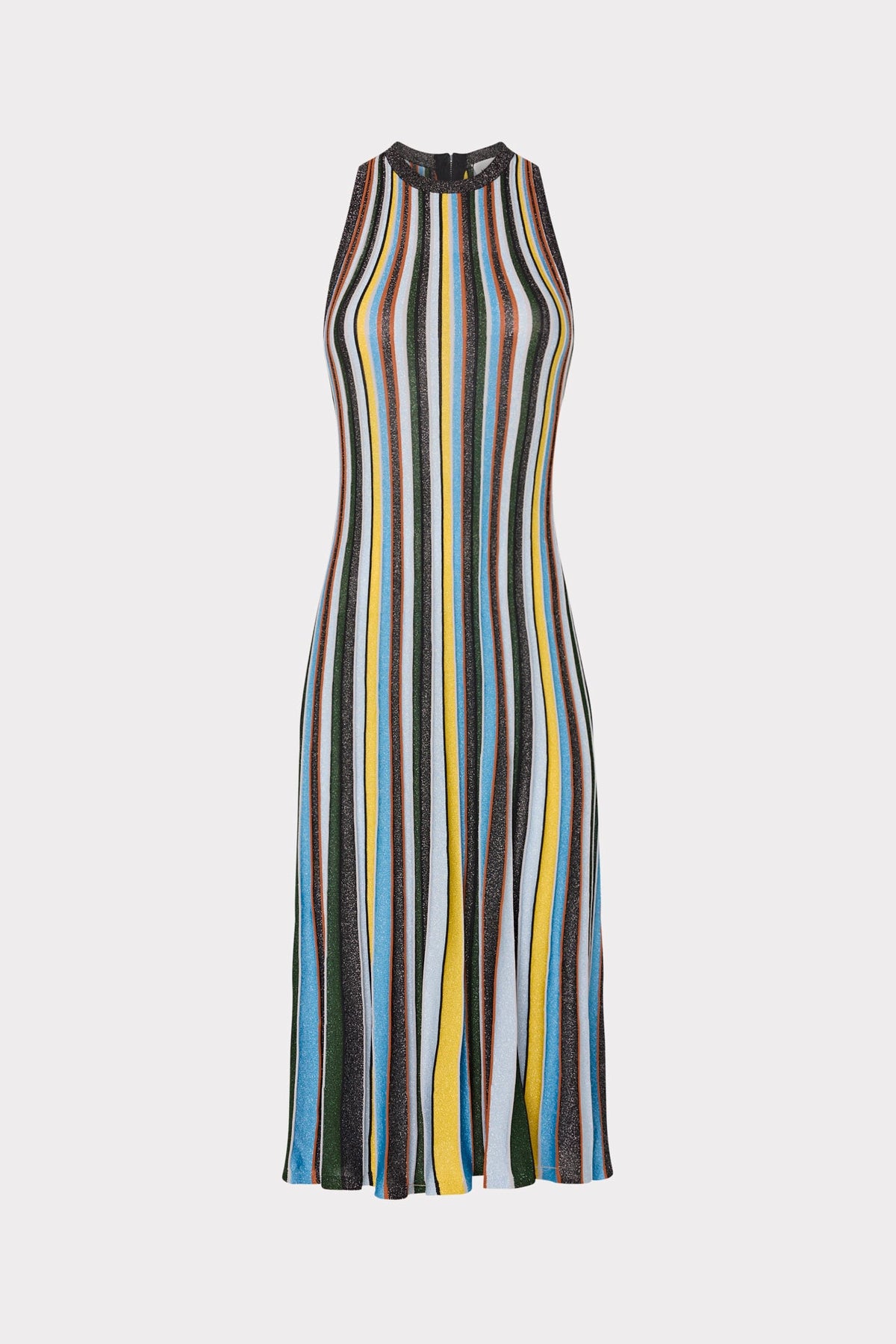 Multi Stripe Halter Knit Midi Dress - Multi