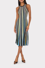 Multi Stripe Halter Knit Midi Dress - Multi