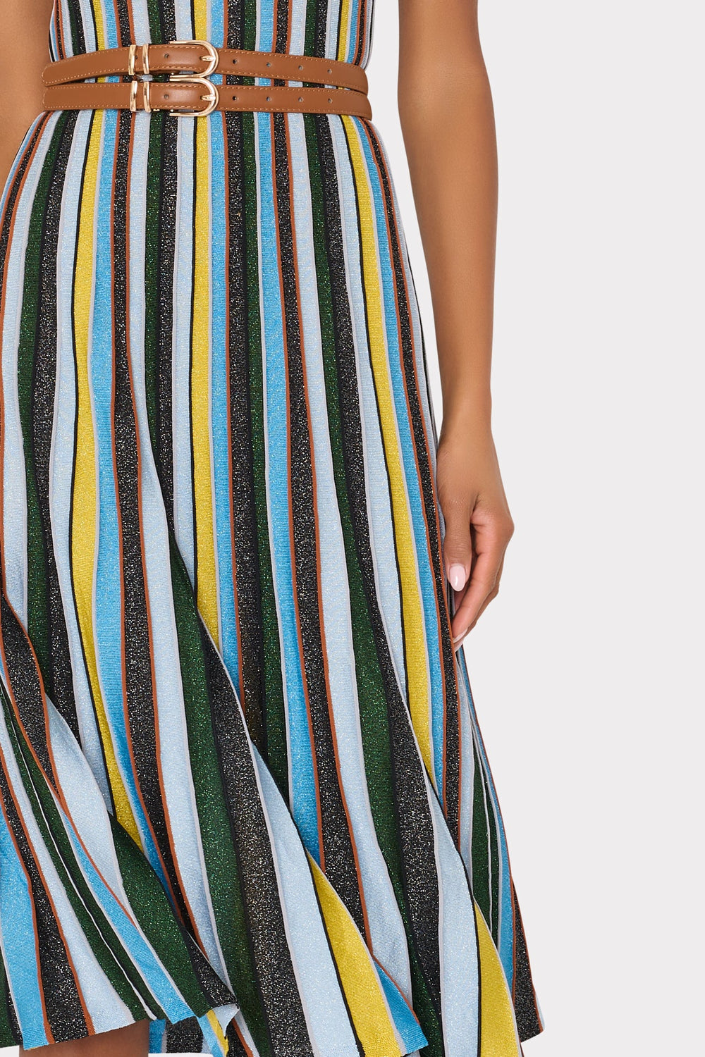 Multi Stripe Halter Knit Midi Dress - Multi