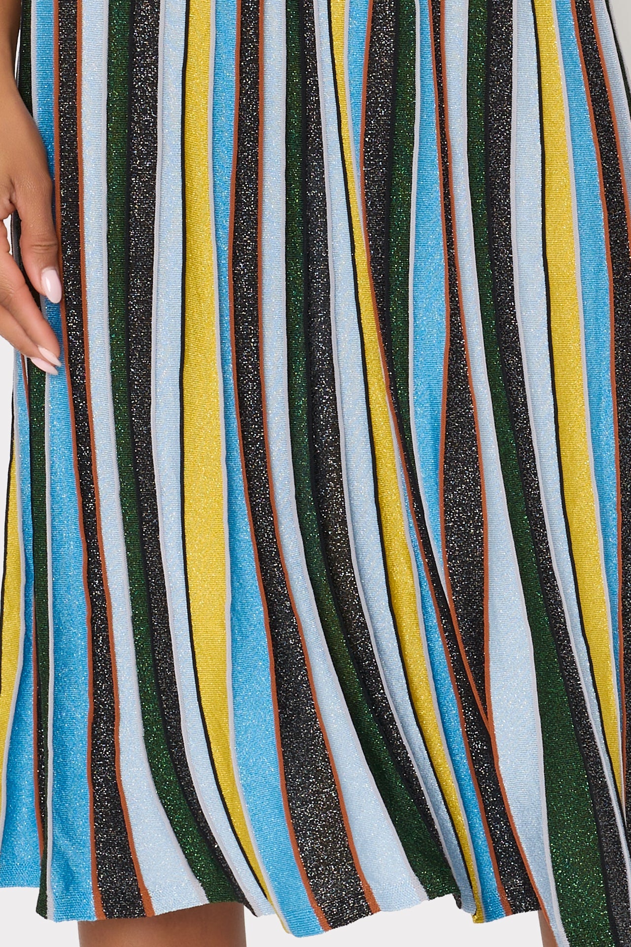 Multi Stripe Halter Knit Midi Dress - Multi