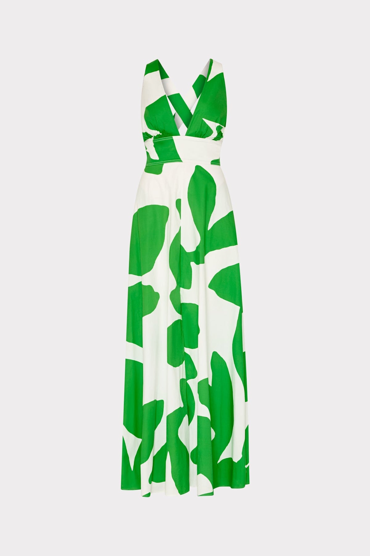 Catarina Grand Foliage Poplin Maxi Dress - Green/White