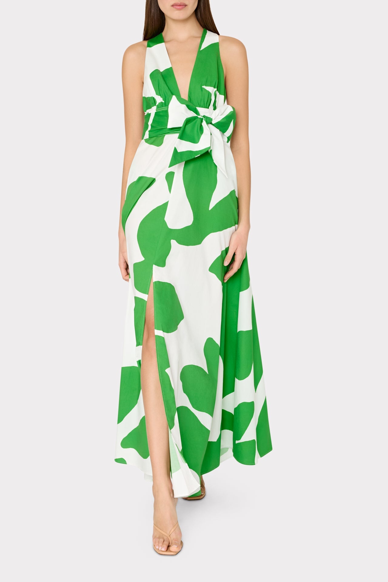Catarina Grand Foliage Poplin Maxi Dress - Green/White
