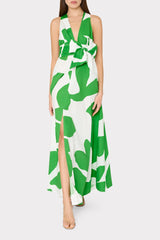 Catarina Grand Foliage Poplin Maxi Dress - Green/White