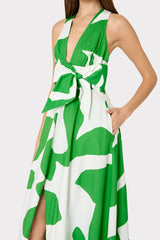 Catarina Grand Foliage Poplin Maxi Dress - Green/White