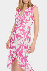 Nanci Lily Silhouette Ruffle Dress - Pink/Ecru