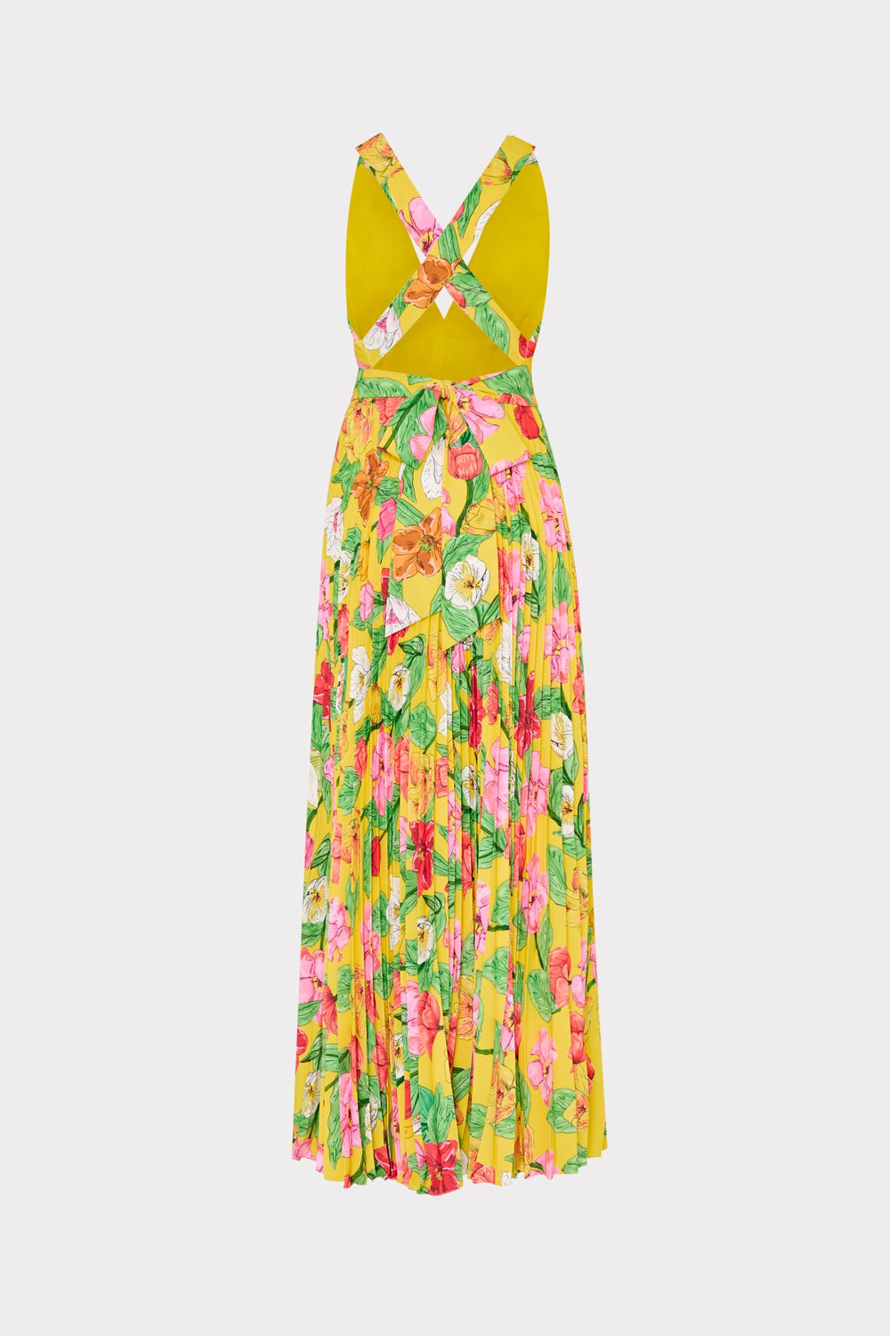 Oria Tulip Rosette Pleated Dress - Yellow Multi