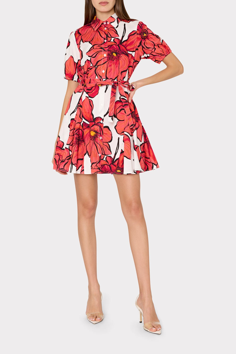 Juni Windflower Pastel Poplin Mini Dress - Coral Multi