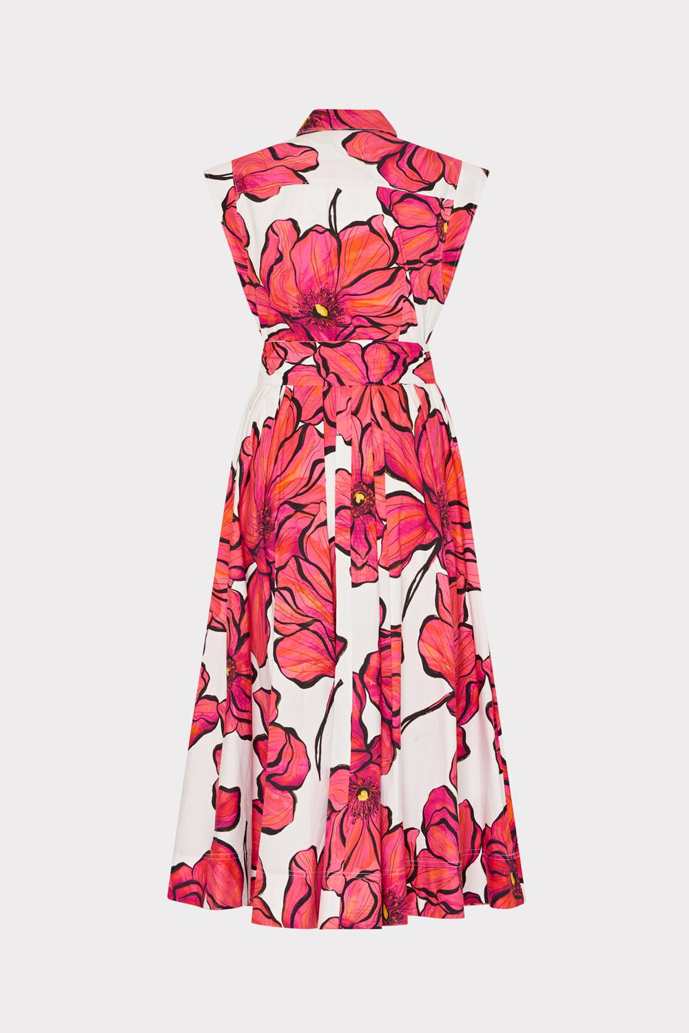 Jules Windflower Pastel Poplin Midi Dress - Coral Multi