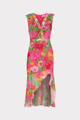 Nanci Tulip Rosette Ruffle Dress - Pink Multi